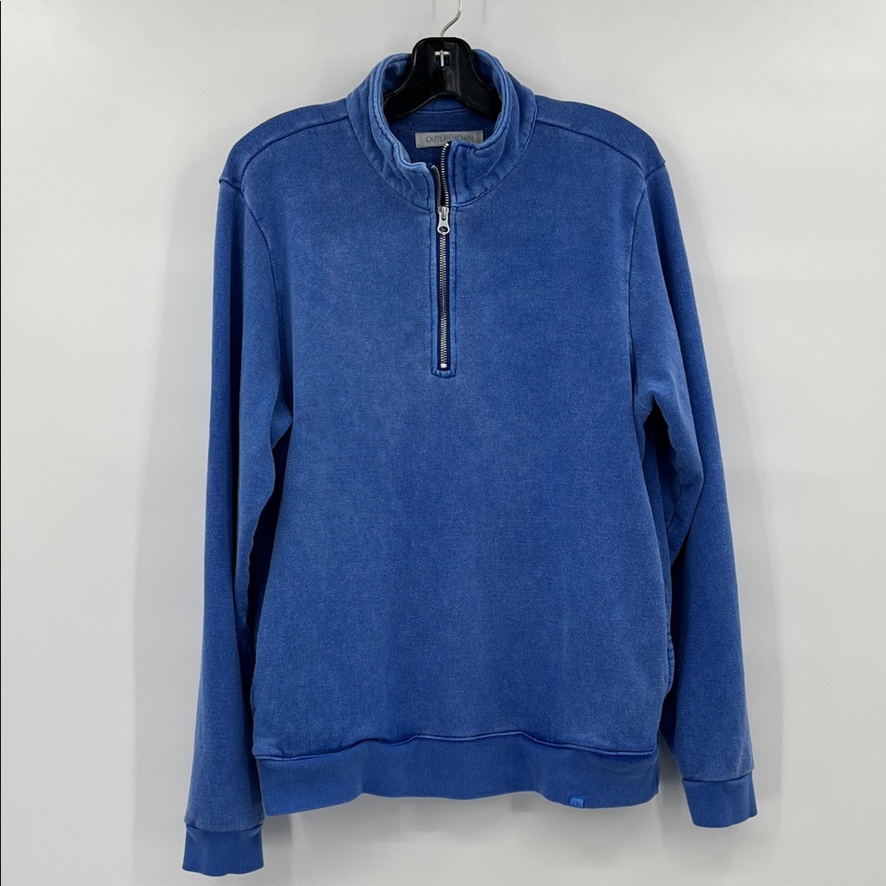 Outerknown Men’s Long Sleeve Indigo Blue Quarter-Zip Pullover Size Large